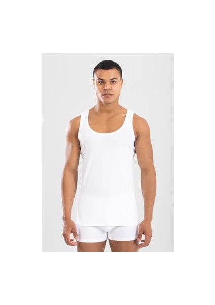 Erkek Pamuklu Slim Fit Düz Klasik Ribana Atlet Beyaz fiyatları