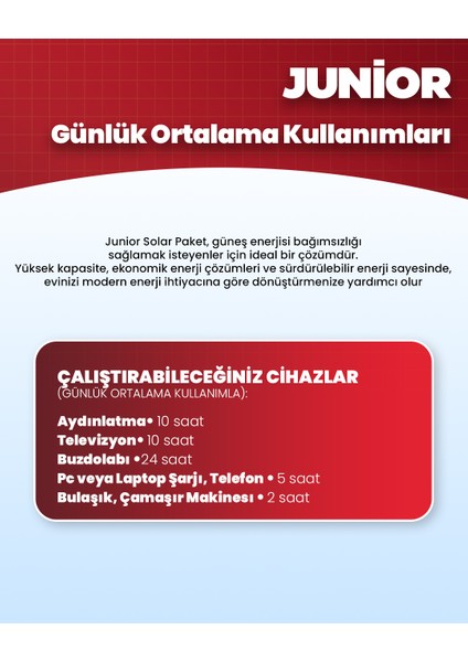 Solar Junior Paket - Güneş Enerjisi Sistemi fiyatları