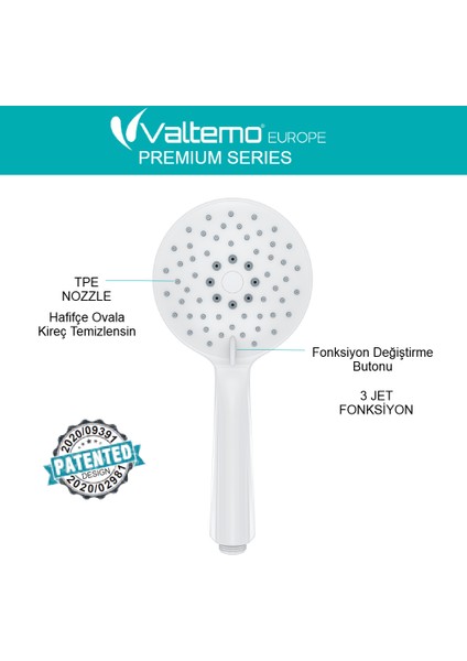 | Valtemo Nobel Beyaz Fonksiyonlu El Duşu – Kireç Önleyici Tpe Nozzle indirimleri