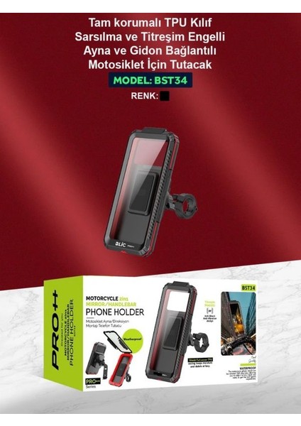 Su Geçirmez Motosiklet Ayna Gidon/Direksiyon Montajlı Telefon Tutucu Titreşim Önleyici - PRO fiyatları