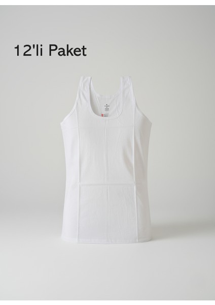 Battal Boy Erkek Ekstra Büyük Beden Atlet 12'li Ekonomik Paket Pamuklu Beyaz