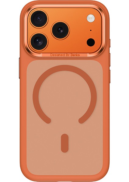 iPhone 17 Pro Uyumlu Kılıf M-Safe Şarj Özellikli Benks Mist C-Magnet Kapak Turuncu