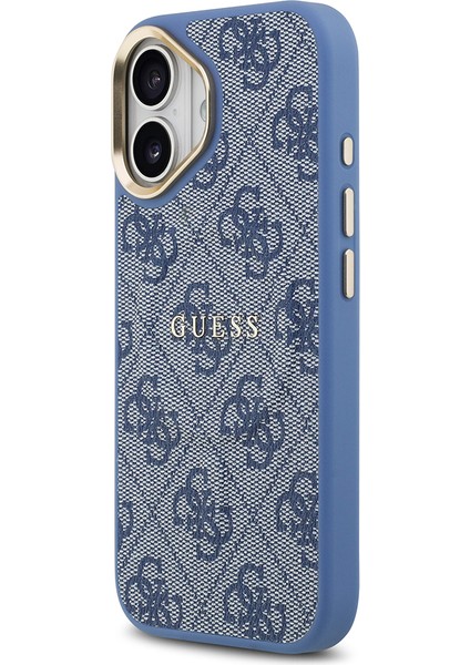 iPhone 17 Uyumlu Kılıf Guess Lisanslı M-Safe Şarjlı Gold Kamera Çerçeveli Pu Deri Yazı Logolu Mavi fiyatları