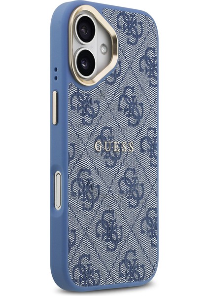 iPhone 17 Uyumlu Kılıf Guess Lisanslı M-Safe Şarjlı Gold Kamera Çerçeveli Pu Deri Yazı Logolu Mavi fırsatları