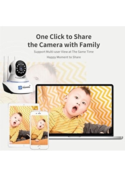 e 3 Antenli Bebek Kamerası Gece Görüşlü 128 GB Destekli İki Yönlü Sesli Beyaz