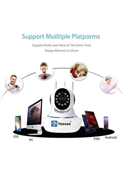 e 3 Antenli Bebek Kamerası Gece Görüşlü 128 GB Destekli İki Yönlü Sesli Beyaz