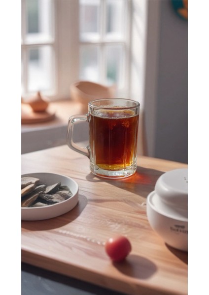 Kulplu Çizgili Çay Fincanı-Su Bardağı-Kupa 6 Parça modelleri