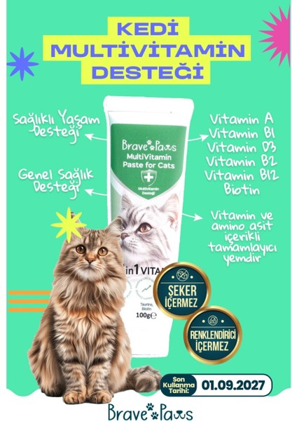 Multivitamin Paste For Cats – Bağışıklık ve Enerji Günlük Vitamin Desteği 100 gr fiyatları