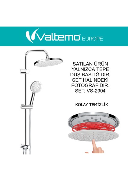 | Valtemo Patentli Mucize Kireç Temizleyicili Yağmurlama Tepe Duş Başlığı - Krom & Beyaz fırsatları