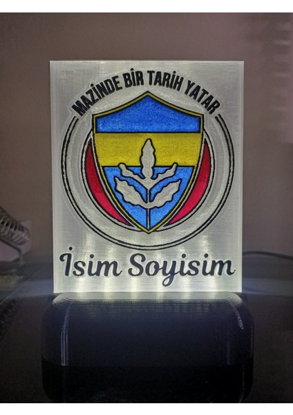 Dekoratif LED Lamba Kişiye Özel İsimli Sarı-Lacivert M4 Beyaz Led