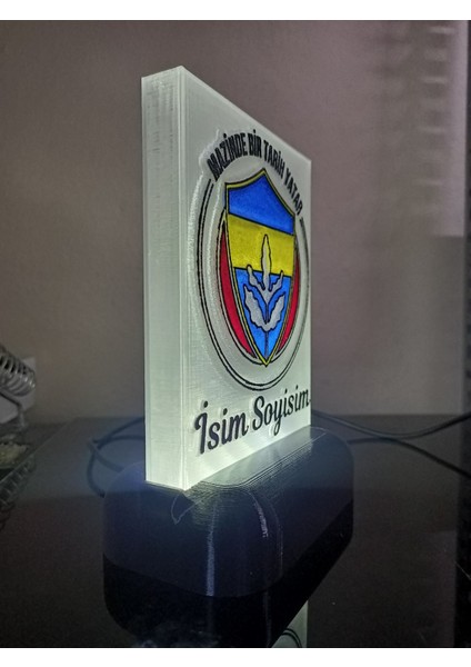 Dekoratif LED Lamba Kişiye Özel İsimli Sarı-Lacivert M4 Beyaz Led modelleri