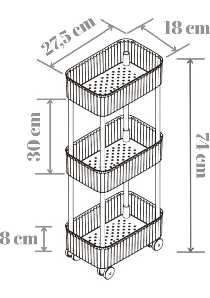 Easy 3 Katlı Çok Amaçlı Raf Banyo ve Mutfak Organizer Düzenleyici (Tekerlekli) indirimleri