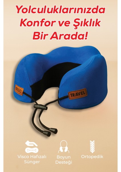 Cosy Ortopedik Seyahat Yastığı Visco Boyun Destekli Seyahat Yastığı - Mavi | Ergo Travel modelleri