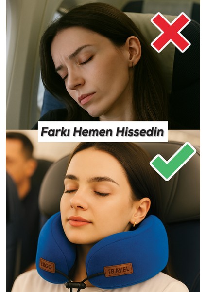 Cosy Ortopedik Seyahat Yastığı Visco Boyun Destekli Seyahat Yastığı - Mavi | Ergo Travel