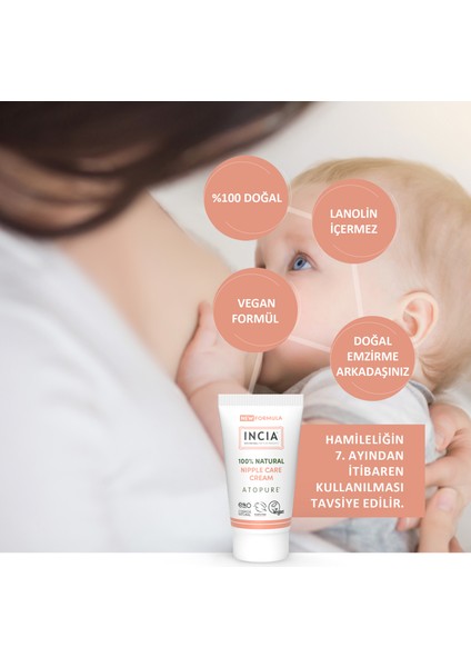 %100 Doğal Göğüs Ucu Bakım Kremi Yumuşatma Ve Koruma Lanolin İçermez 30 ml indirimleri