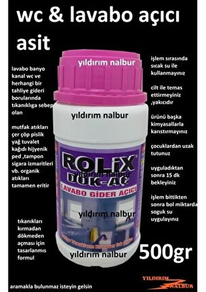 Lavabo Banyo Açıcı Etkili Temizlik İçin Özel Formül 500 ml Dökme Şişe modelleri