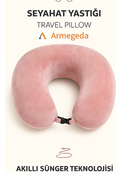 Visco, Seyahat, Boyun, Yastığı, Rahat, Uyku,Pembe. Kadifemsi Yastık