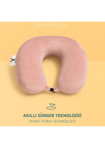 Visco, Seyahat, Boyun, Yastığı, Rahat, Uyku,Pembe. Kadifemsi Yastık