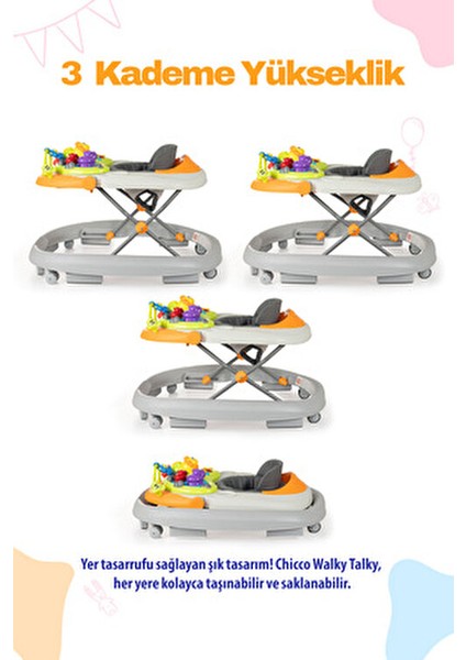 Walky Talky Tekerlekli Bebek Yürüteç Eğlenceli Oyun Barı ile Ultra Kompakt Tasarım