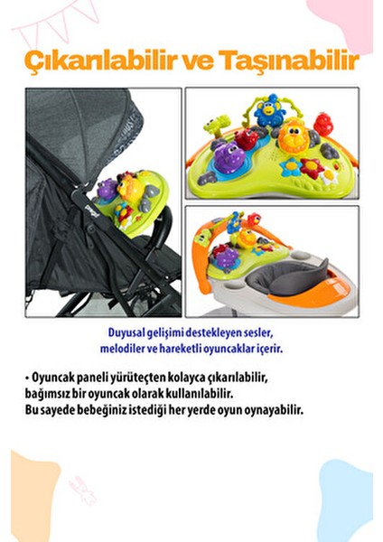 Walky Talky Tekerlekli Bebek Yürüteç Eğlenceli Oyun Barı ile Ultra Kompakt Tasarım