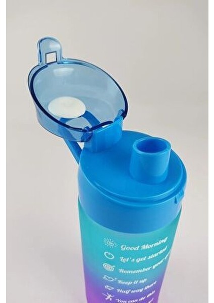 Motivasyon Su Matarası Mavi 750 cc Plastik Ergonomik Tasarım 1 Adet
