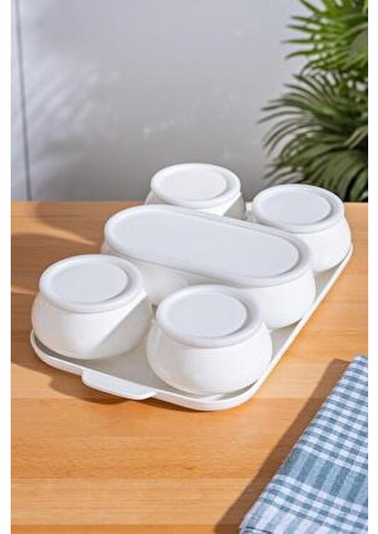 Tepsili Kahvaltılık Seti 6'lı Beyaz Seramik Malzeme ile Şık Tasarım fiyatları
