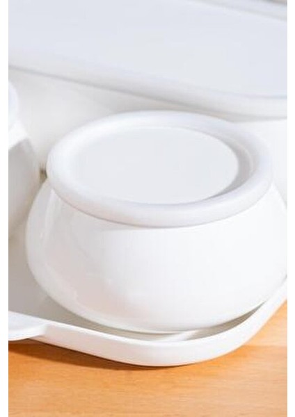 Tepsili Kahvaltılık Seti 6'lı Beyaz Seramik Malzeme ile Şık Tasarım modelleri