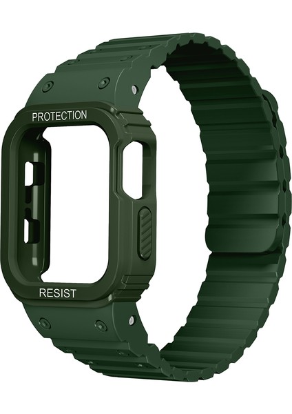 Apple Watch 10/11 42MM-38/40/41MM Kordon Armour Defens Kasa Koruyuculu Silikon Band 142 2/3/4/5/6/se/7/8/9