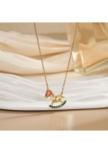 Yeni Basit Kakma Zirkonya Yay Kolye Kadın Basit Yüksek Sınıf Mücevher Duygusu Titanyum Çelik Renk Kaybetmez (Yurt Dışından)