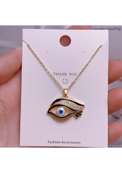 Yeni Çelik Köprücük Kemiği Zinciri Dönen Kolye Kolye Kadın Basit Yüz Aksesuarlı Hafif Lüks (Yurt Dışından)