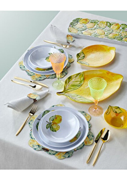 Capri Beyaz Melamin Kahvaltı Tabağı 23 cm Limon Desenli Şık Tasarım fırsatları