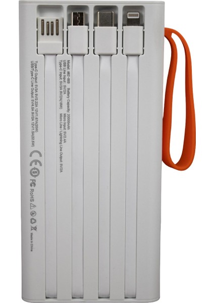 -003 P.r.c 20000 Mah Taşınabilir Hızlı Şarj Cihazı Type-C Beyaz Powerbank fırsatları