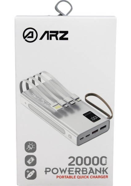 -003 P.r.c 20000 Mah Taşınabilir Hızlı Şarj Cihazı Type-C Beyaz Powerbank