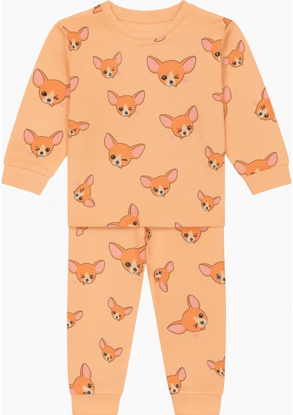Kız Çocuk Pamuklu Tilki Desenli Pijama Takımı Kr Kıds