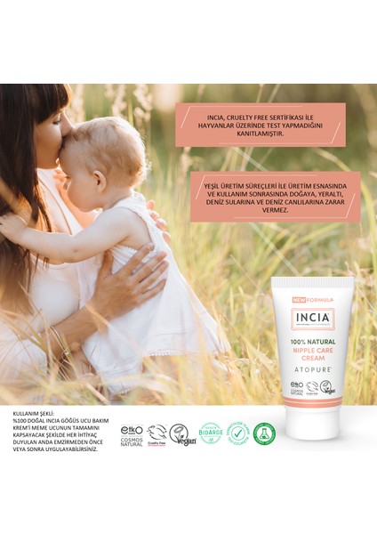 %100 Doğal Göğüs Ucu Bakım Kremi Yumuşatma Ve Koruma Lanolin İçermez 30 ml