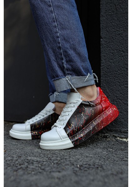 CH254 - Cbt Pittura Erkek Ayakkabı 415 Sıyah / Kırmızı Püskürtme