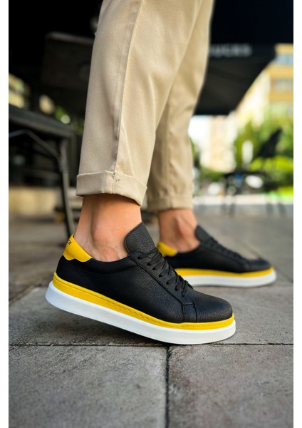 CH979 - Santoni GBT Spor Erkek Ayakkabı SIYAH/SARI modelleri