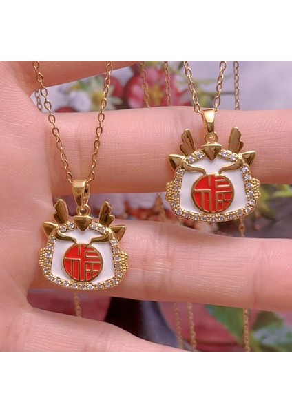 Yeni Bakır Kaplama Mikro-Set Zirkon Metin Tasarımı Moda Basit ve Çok Yönlü Kolye Ucu Kolye (Yurt Dışından)