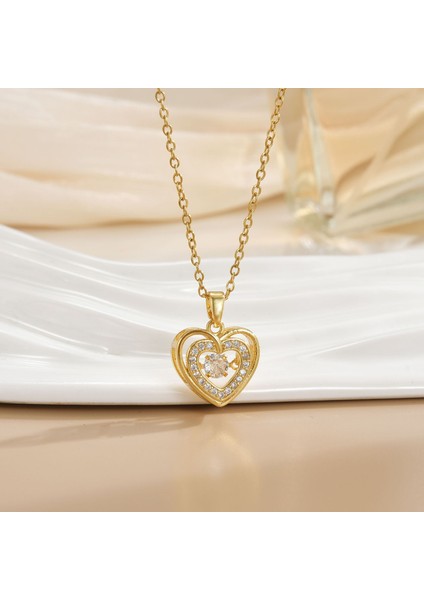 Yeni Çelik Köprücük Kemiği Zinciri Dönen Kolye Kolye Kadın Basit Yüz Aksesuarlı Hafif Lüks (Yurt Dışından)