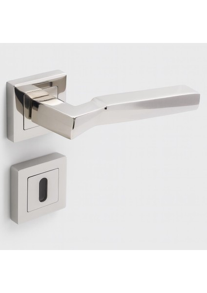 Kare Rozetli Oda Kapı Kolu Sağa ve Sola Uygun Nikel Saten 1 Takım indirimleri