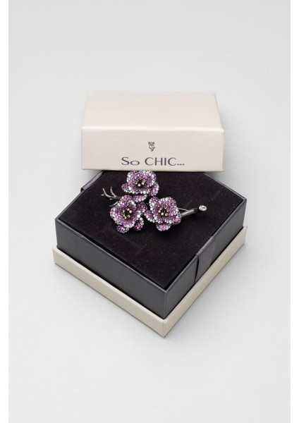 Sakura Siyah Rodyum Kaplama Gümüş Broş indirimleri