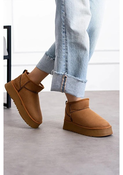 Mini Koyu Süet Içi Kürklü Kalın Taban Kadın Bot fiyatları