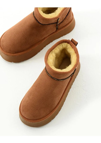 Mini Koyu Süet Içi Kürklü Kalın Taban Kadın Bot fırsatları