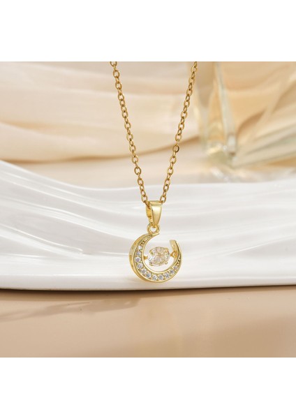 Yeni Çelik Zinciri Dönen Kolye Kolye Kadın Basit Yüz Aksesuarlı Hafif Lüks (Yurt Dışından)