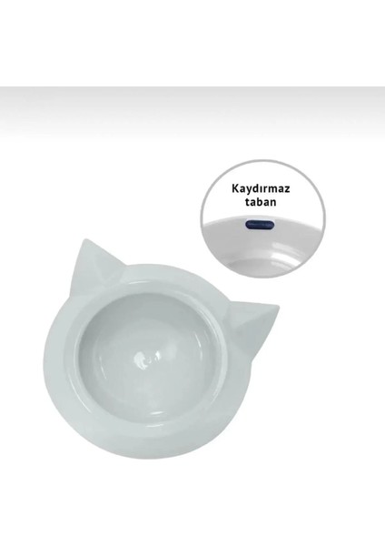 Kedi Figürlü Plastik Mama ve Su Kabı | 15,5 x 5,5 cm | 150 ml