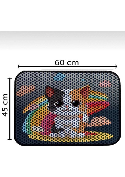 Elekli Tuvalet Önü Desenli Kedi Kumu Paspası | 45 x 60 cm Kum Toplayıcı Mat fiyatları