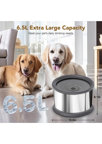 6.5l Köpek Su Kasesi 1.6 Galon Süper Büyük Kapasite Dökülme Köpek Su Kasesi, Paslanmaz Çelik Dökme Kanıtı Su Besleyici (C) (Yurt Dışından) fiyatları