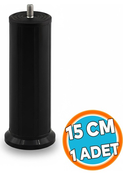 Mobilya Baza Tv Ünitesi Yükseltme Ayağı Robot Süpürge Uyumlu 15 cm Siyah Plastik