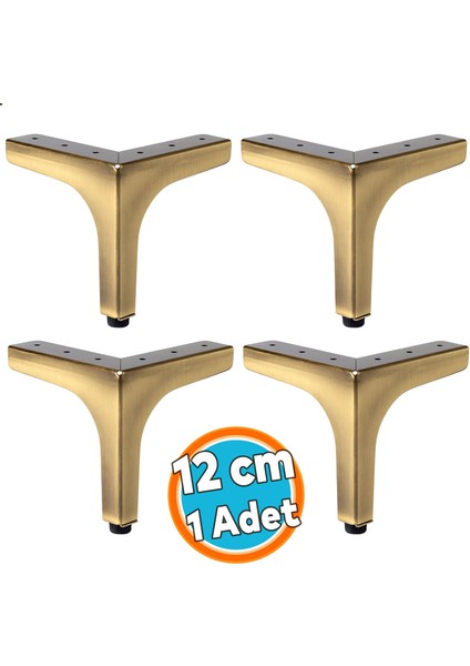 Mobilya Ayağı Modern Ayak Dayanıklı Tasarım Koltuk Sehpa Masa Tv Ünitesi 12 cm Antik Sarı Metal