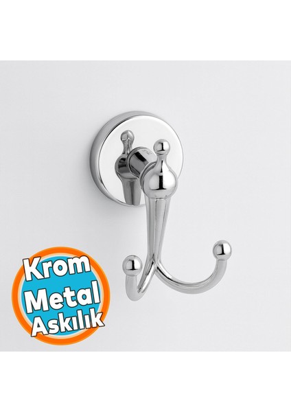 Ikili Askılık Vidalı Paslanmaz Metal Duvar Askısı Banyo Wc Mutfak Için Dayanıklı Krom Gümüş